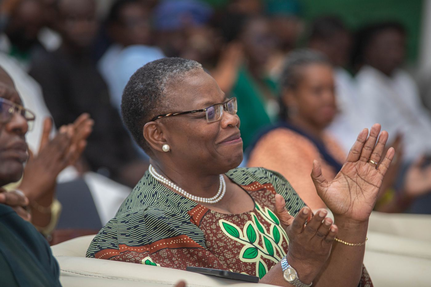 Dr Oby Ezekwesili applauding at graduation